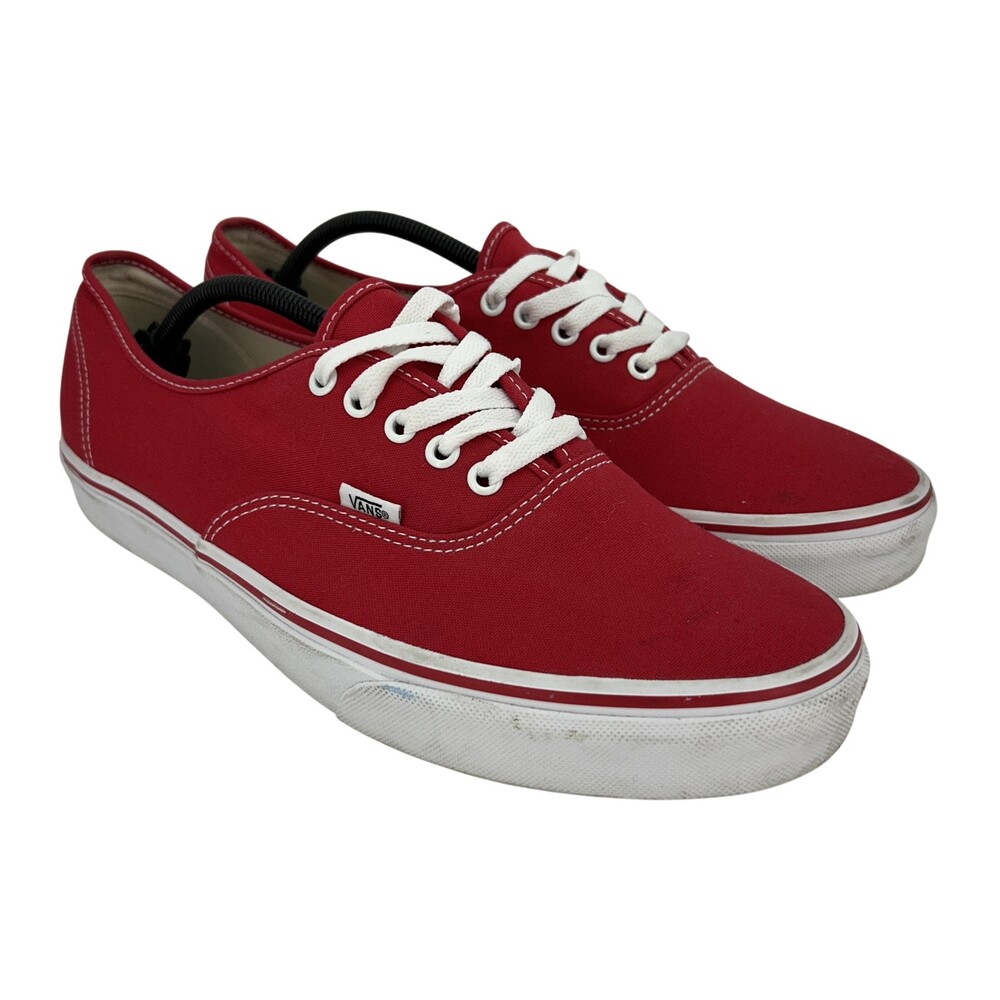 Vans Authentic Shoes Mens Size 13 Red Canvas Low Top Skate Sneakers Casual